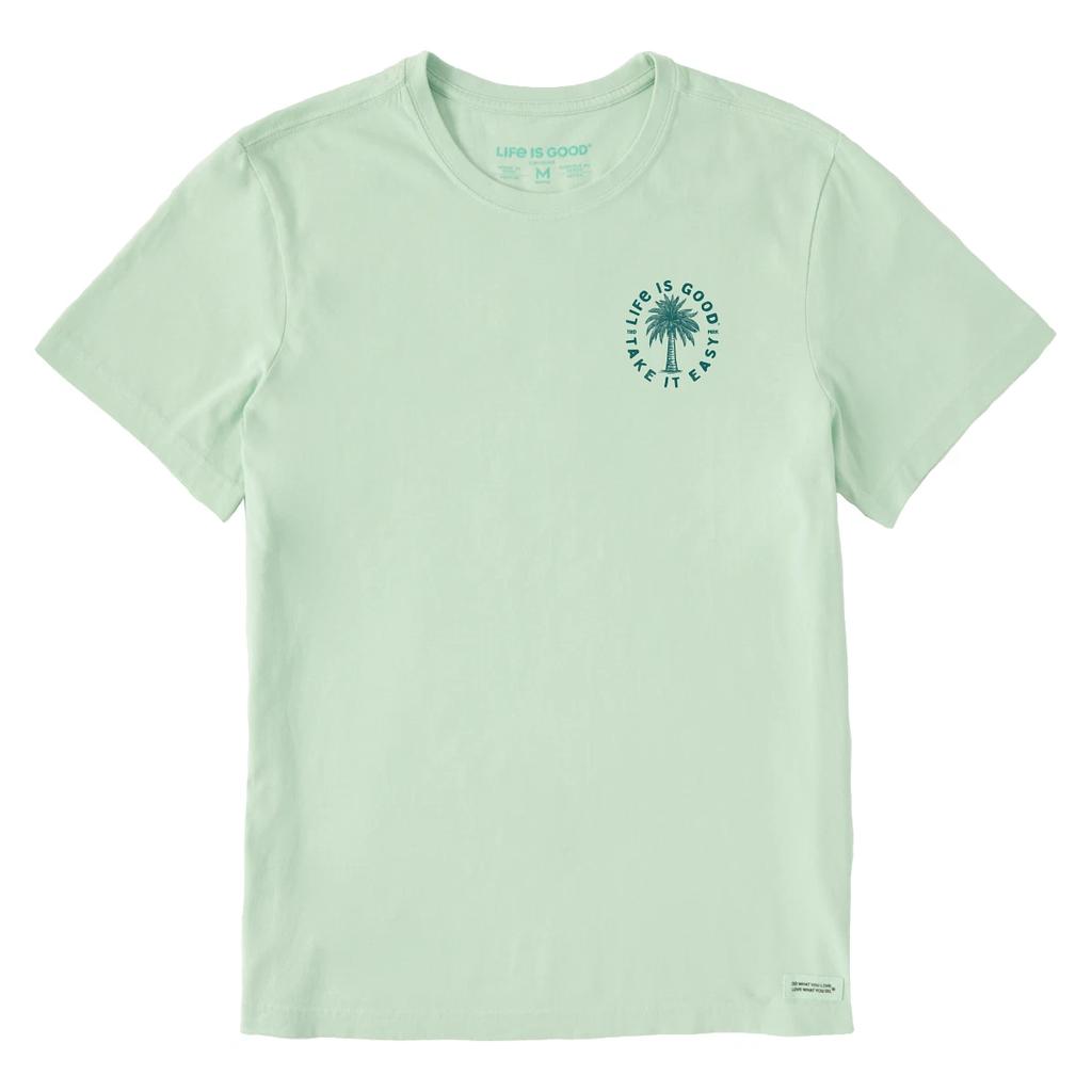Life is Good. Men's Take it Easy Woodcut SS Crusher Tee, Sage Green