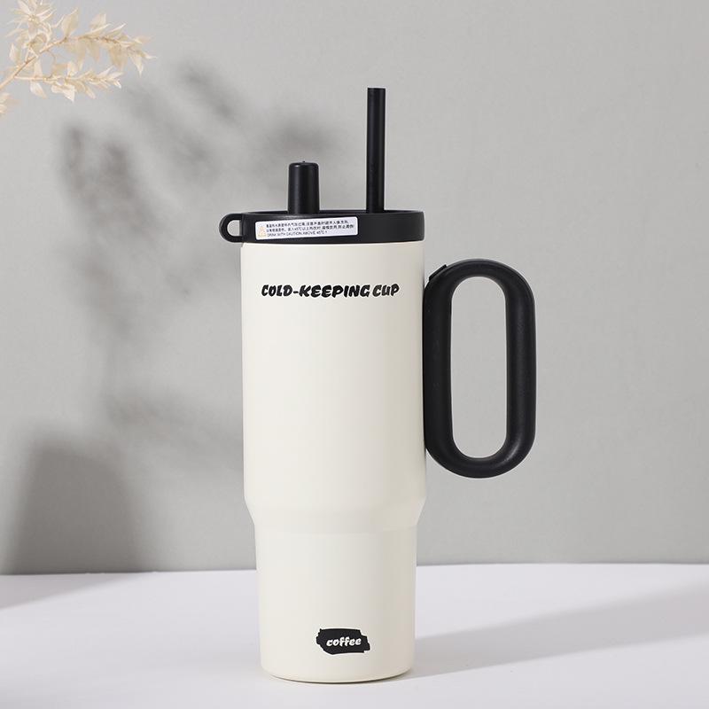 Jumbo Sunset Icebreaker Stainless Steel Thermos with Handle & Straw - Large Capacity, Portable Cold Storage for Outdoors