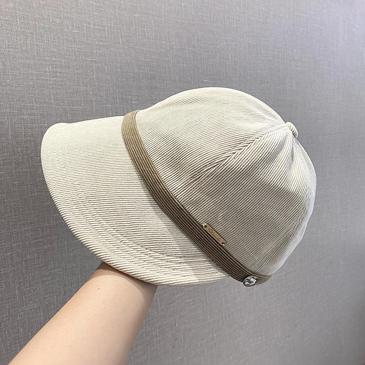 Autumn and Winter Corduroy Peaked Hat for Women Hanging Mask Wide Brim  Face Showing Small Fisherman Hat Casual  Versatile and Foldable