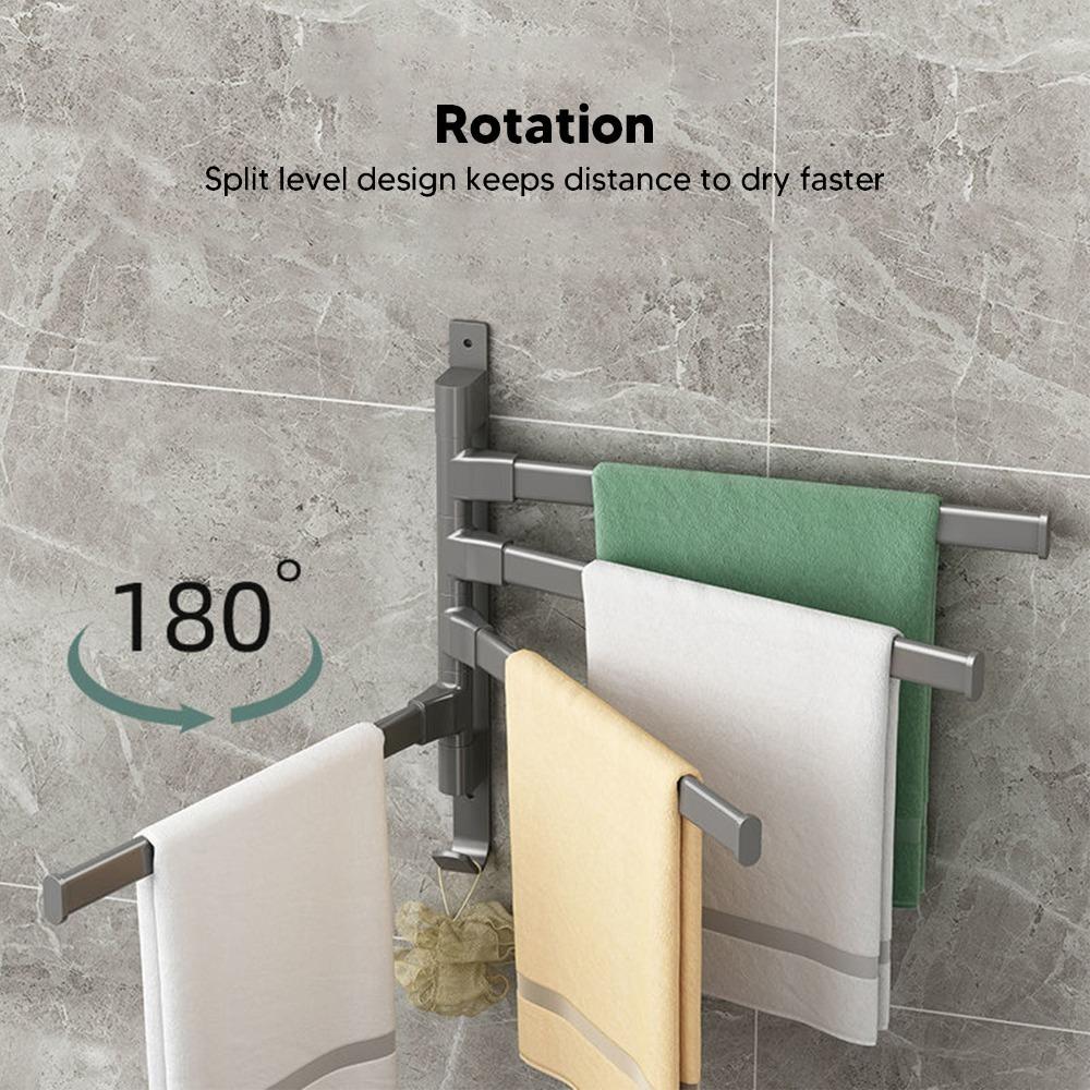 Aluminum Swivel Towel Rack Thicken Design Swing Arm Towel Rack Bathroom Kitchen Laundry Room