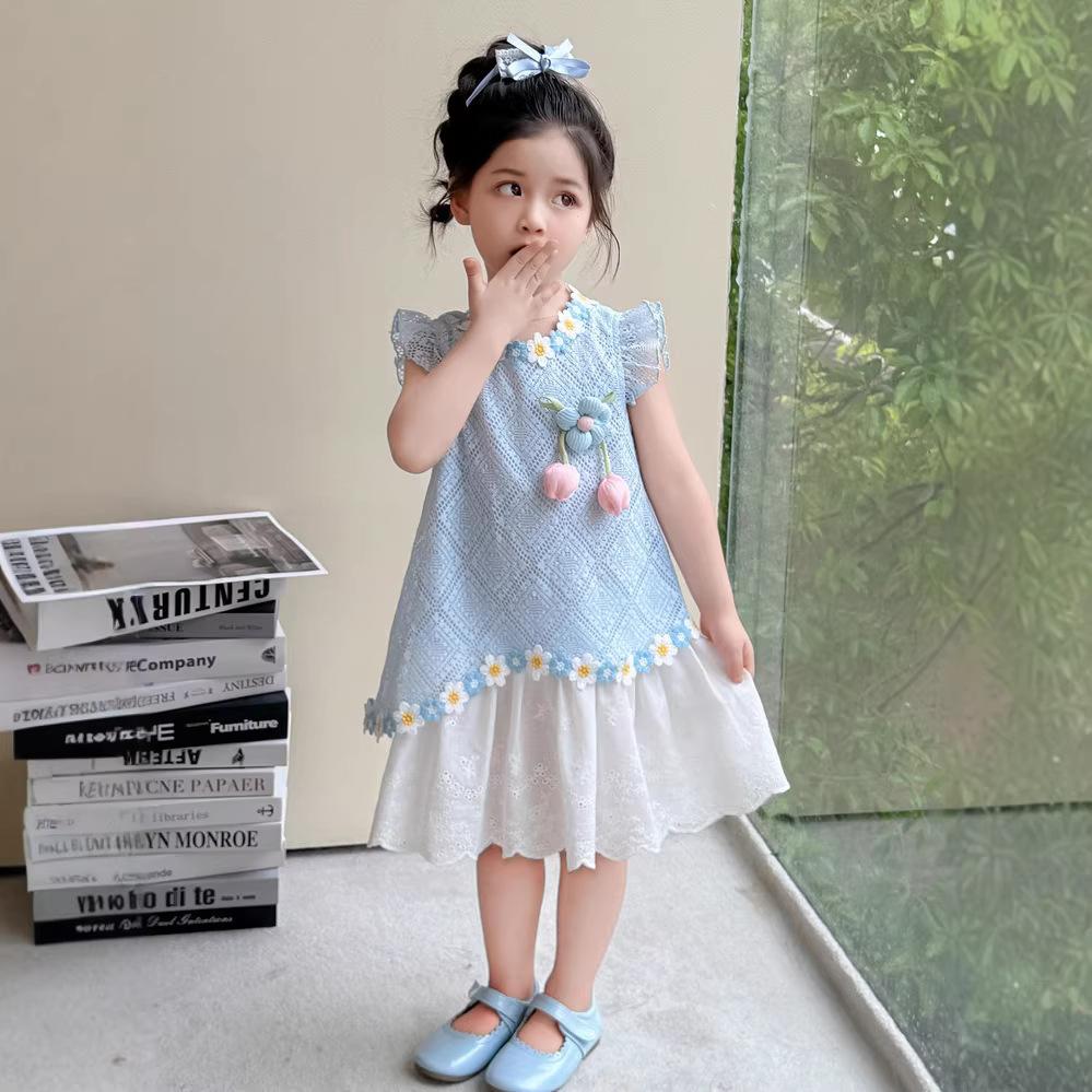 Summer Girls Princess Dress Cute Flutter Sleeve Sundress For Toddler Baby Girl Sweet Party Vest Dress Children Clothing