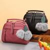 Leather Top-handle Bags Women Shoulder Handbags Hair Ball