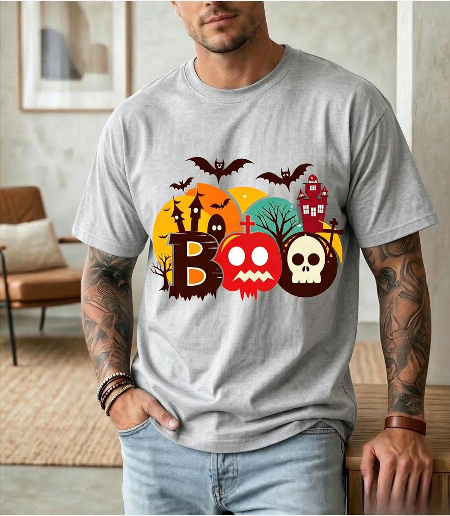 Halloween Ghost Witch Hat Pumpkin Tshirt Spooky Bats Haunted House Boo Soft And Comfortable Classic Fashion Highquality