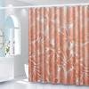 Tropical Orange Leaf Pattern Shower Curtain, Polyester Bath Partition, Machine Washable,  All-Season Bathroom Decor