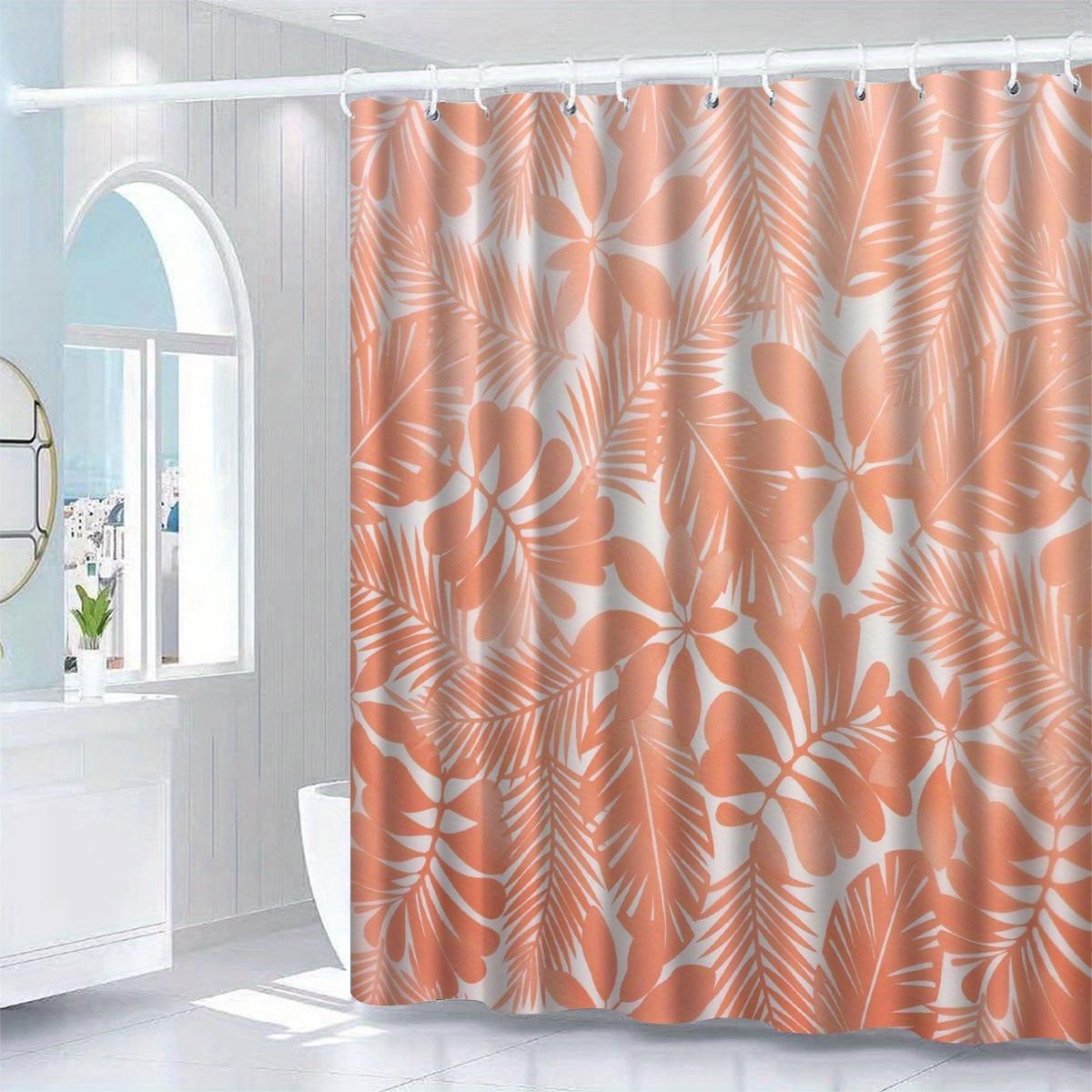 

Тропический оранжевый узор из листьев, занавеска для душа из полиэстера, перегородка для ванной, машинная стирка, декор для ванной на все сезоны W90xH180cm