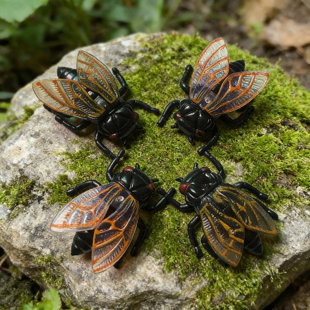 15pcs Simulation Cicada Novelty Ornament, Model Ornament, Office, Furniture Ornament Statues, Home Decoration Accessories