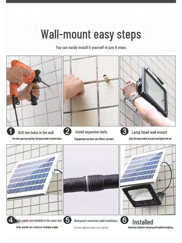 Wasserdichter Solar-Flutlichtstrahler für den Außenbereich - Automatischer Dämmerungssensor für Hof- und Straßenbeleuchtung