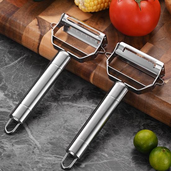 Obst- und Gemüse-Sparschäler Edelstahl-Melonenhobel mit gezahntem Messer Ergonomischer rutschfester Griff Spülmaschinenfest Küchenschäler