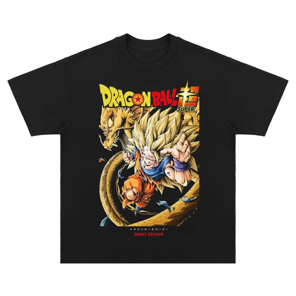 Cartoon Animation Dragon Ball Summer Trendy Brand Mens Clothing American Retro Loose Os Round Neckshortsleeved Tshirt Top