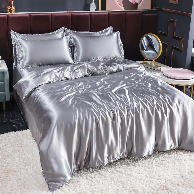 Bedding Set Solid Color Luxury Bedding Kit Rayon Satin Duvet Cover Set Twin Queen King Size Bed Set 3pcs/4pcs Home Textile