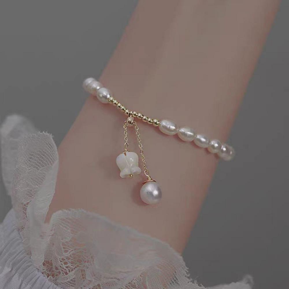 Baroque Natural Freshwater Pearl Beaded Bracelet Women's High-end Sense Light Luxury Niche Design Sense Versatile Jewelry