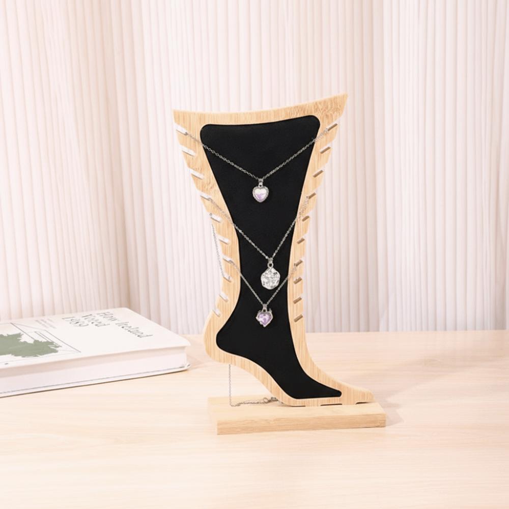 

Storage Velvet Wooden Board Holder Foot Shaped Jewelry Hanging Stand Home Ornaments