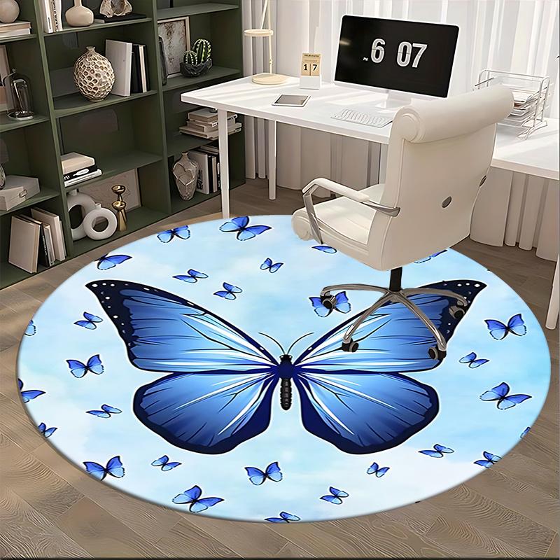 Blue Butterfly Chair Mat Home Decor, Sofa Rug, Office Carpet Gift for Bedroom, Living Room, Various Rooms