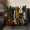 Musical Instruments Cushion Cover Linen Organic Fabric DoubleSided Printing Sofa Breathable Home Decor Gift Pillow Case