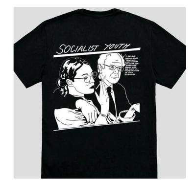(1 Side-on backG A Best Bernie Sanders and AOC Black T-Shirt Unisex T-Shirt