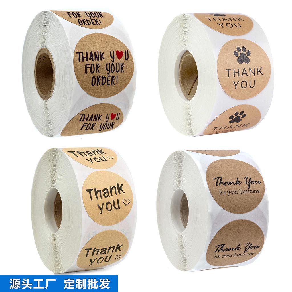 Buy Roll Round Kraft Paper Thank You Sticker Baking Label Home ...