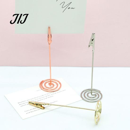 Gold Place Card Holders Metal Holder with Spiral Base, Table Numbers Display Decorative Memo Photo Rack, Desktop Clip Stand for Weddings And