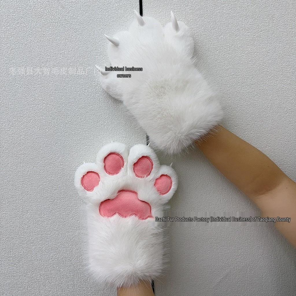 Beast Claw Squeaky Gloves: Furry Cat Paws with Nails – Plush Finish Props