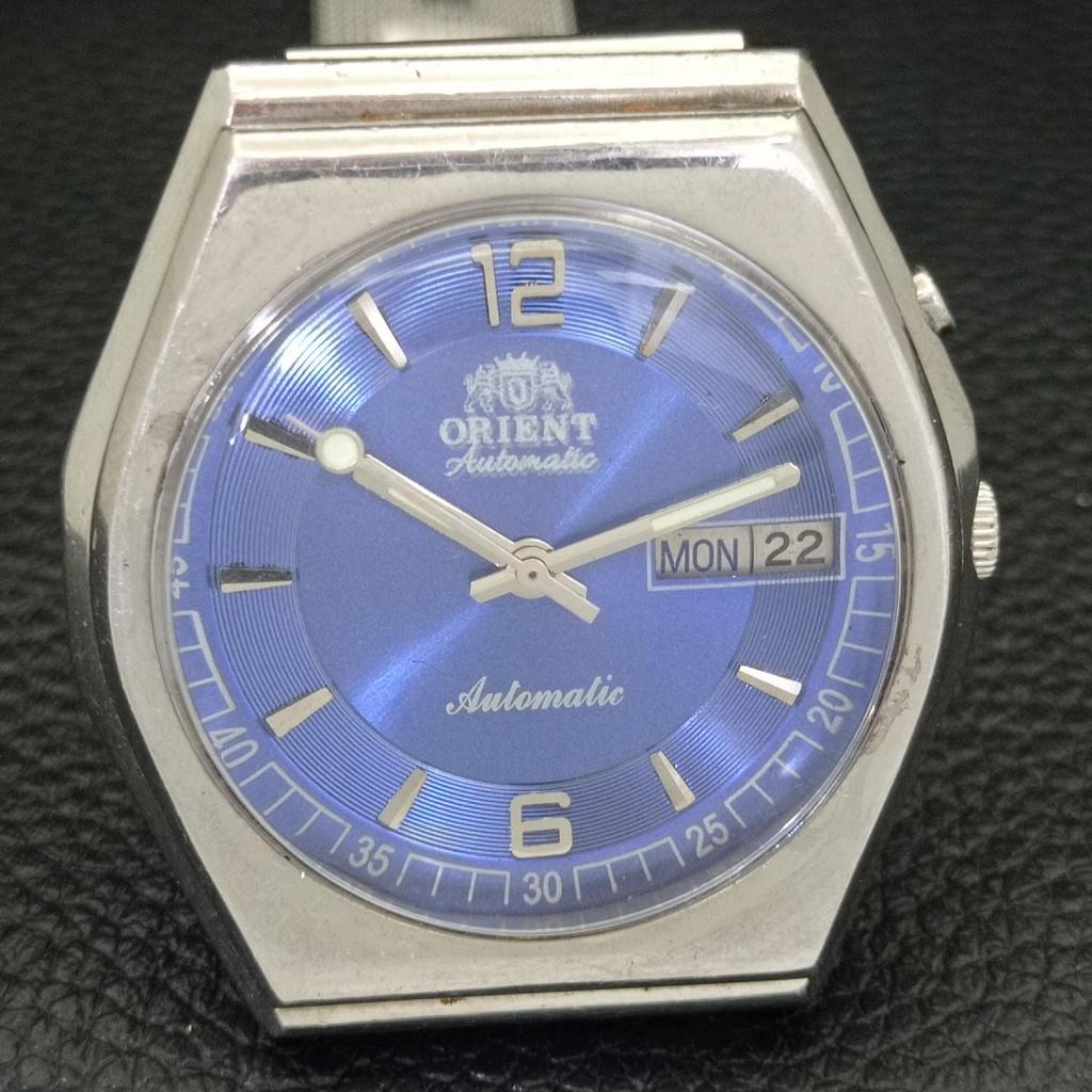 JAPAN VINTAGE ORIENT AUTOMATIC 46941 MENS BLUE COLOR DIAL WATCH A500740-5 R154-a500740