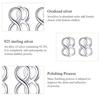 Bisaer 925 Sterling Silver Simple Fashionable Infinity Symbol Shape Stud Earrings for Women Wedding Fine Jewelry