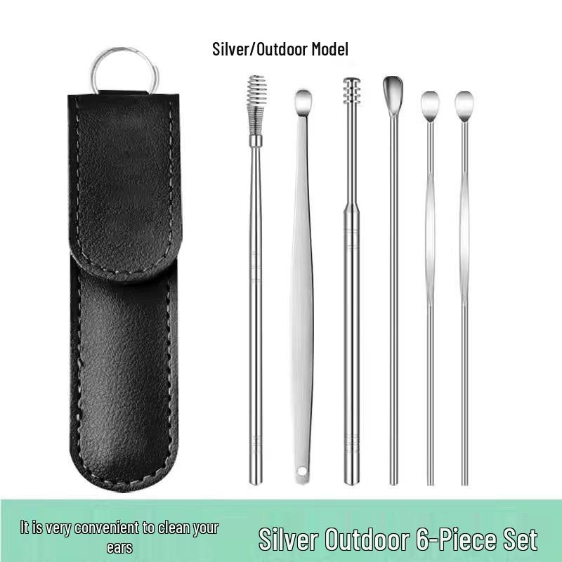 Six-Piece Spiral Ear Cleaning Spoon Set with Rake Tool