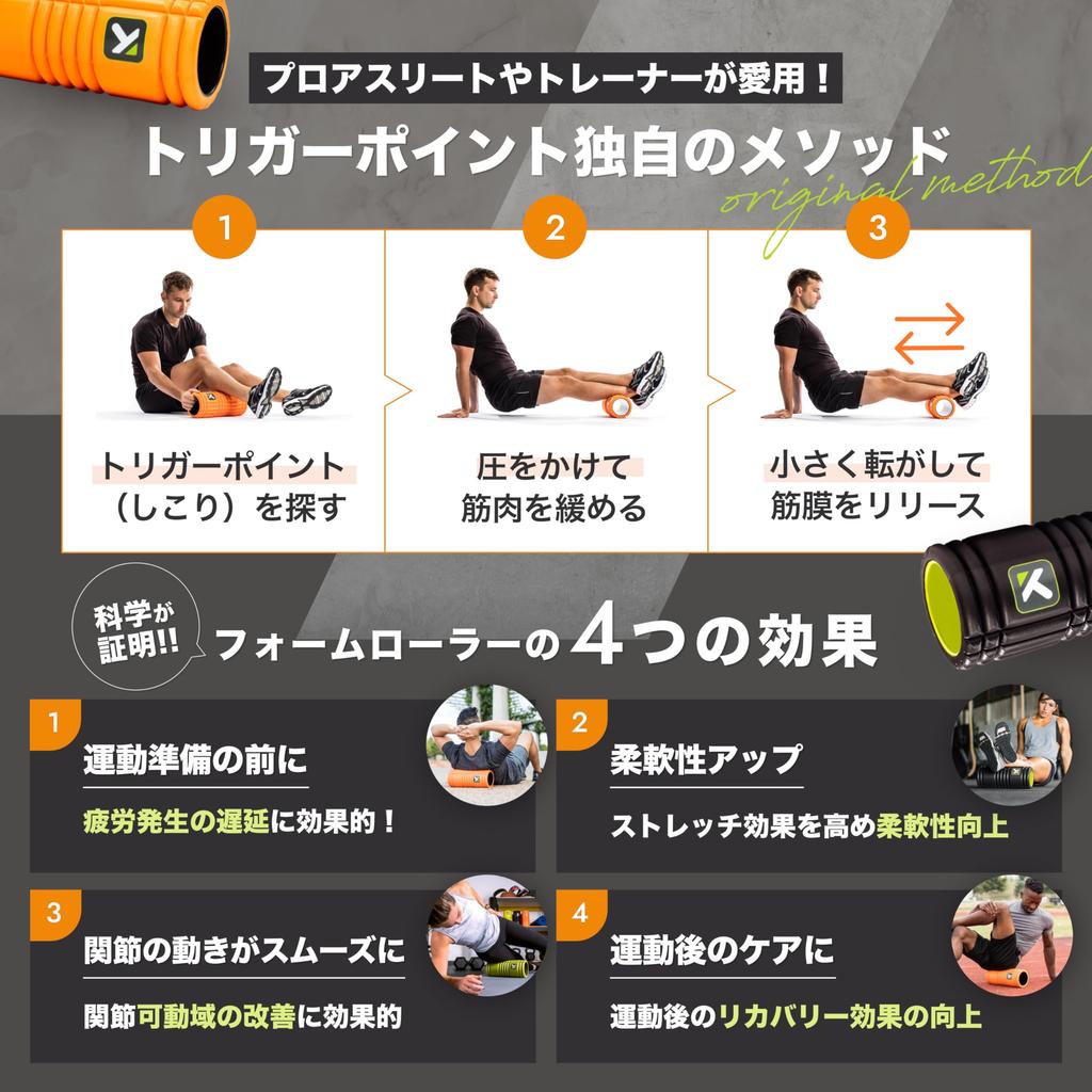 [Official Japanese Product] TRIGGERPOINT Grid Travel, Orange, 22131, 25.5cm Long, Compact Size, Myofascial Release