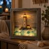 Tabletop Decorative Light Sea Glass Art Painting with LED Light, DIY Mosaic Arts and Craft Kit, Desk Accessory Ocean Themed Beach Kit for Home Office
