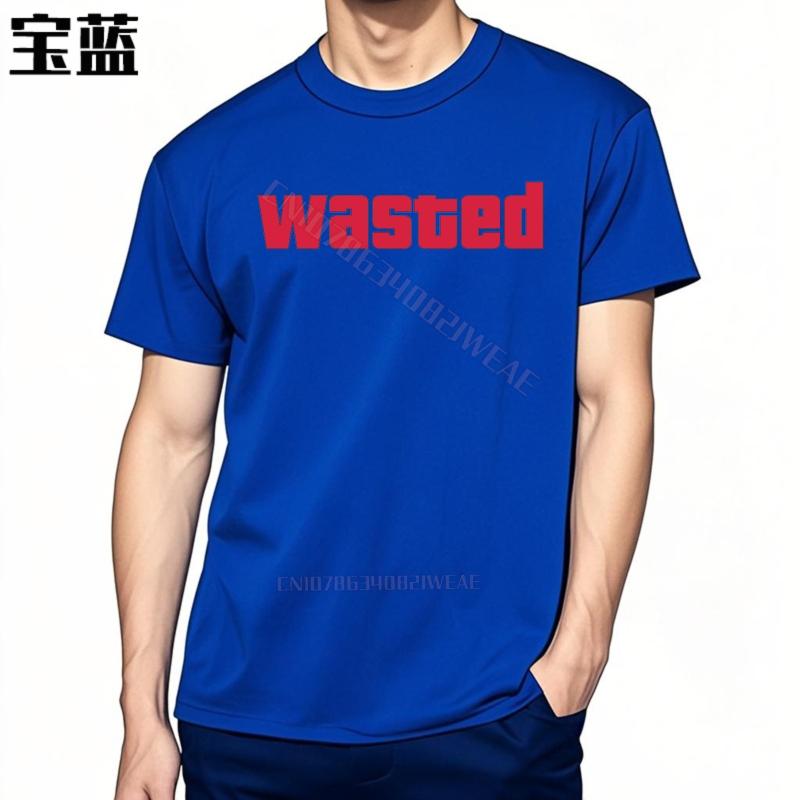 T Shirt Men Comfortable Cheap Tshirt Wasted Text On Black Crew Neck Mens Tshirt Stylish Soft Plus Size Tshirt