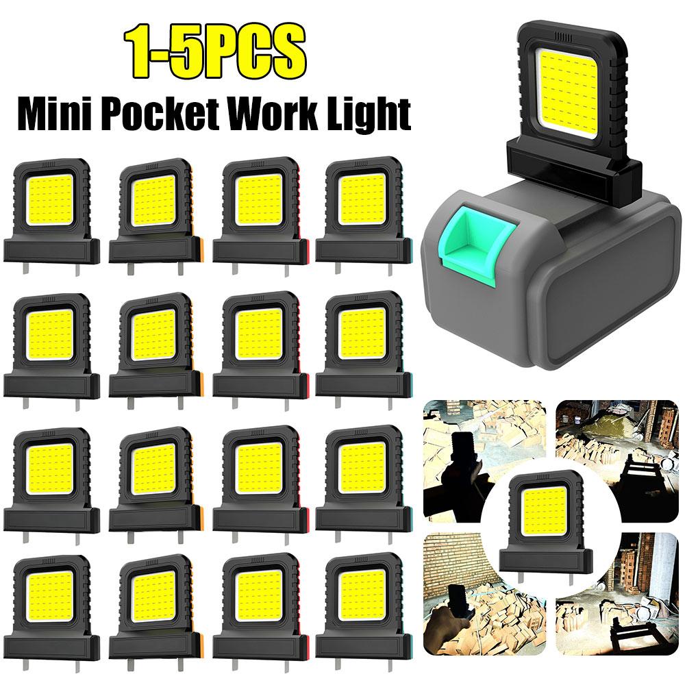 1-5PCS 14W Mini Pocket Work Light Super Bright Spotlight Strong Light LED Camping Lantern for Garage Car Repair Fishing Lamp