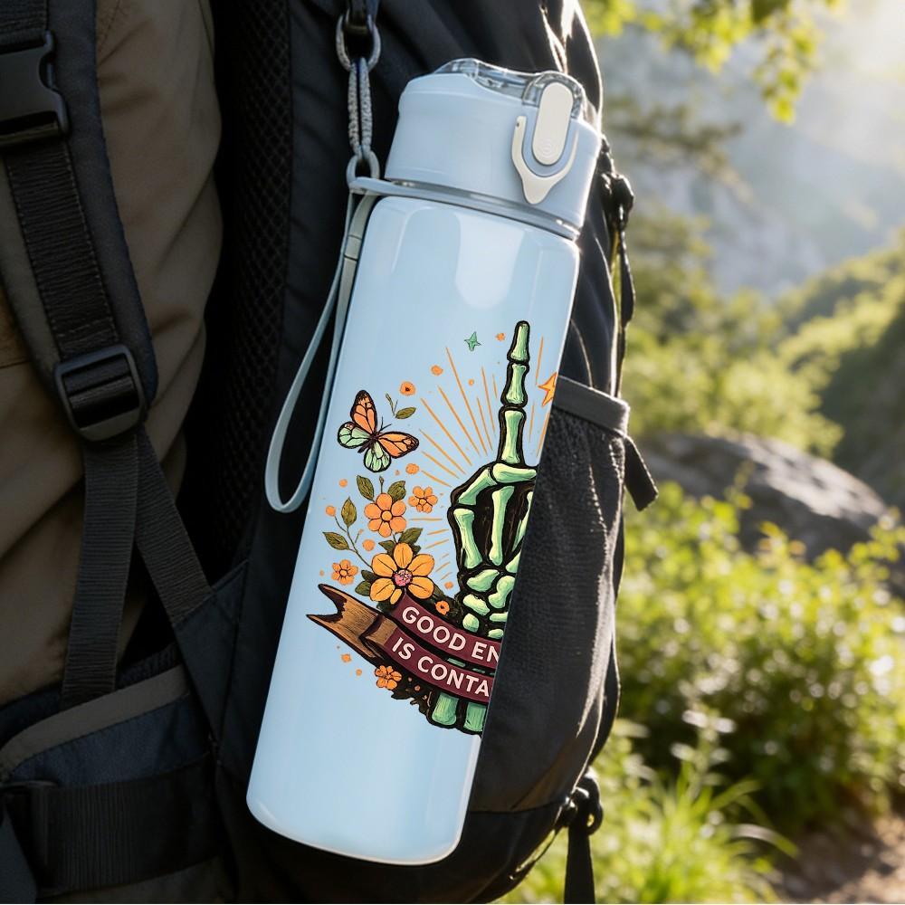 1PC Desert Cactus Pot Plant Art Print 750ml Color Plastic Sports Water Bottle Leakproof Flip Straw Lid Suitable for Sports Office Home Use