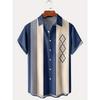 New Summer Outdoor Casual Men's Short-sleeved Shirt, Striped Printed Men's Shirt, Street Daily Fashion Men's Short-sleeved Shirt