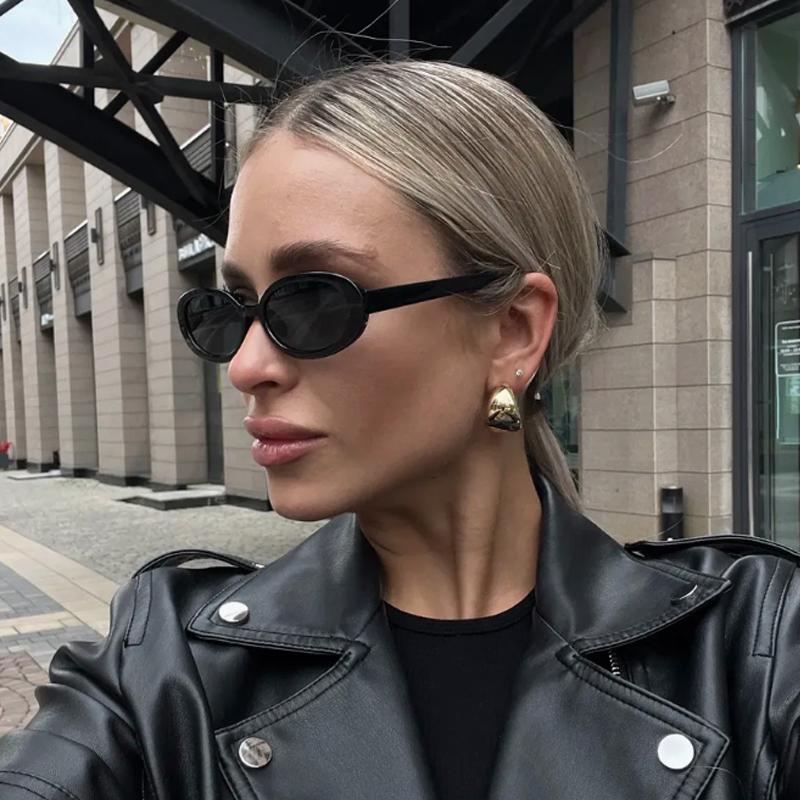 5pcs Fashion Female Oval Sunglasses Jelly Color Frame Design Sun Glasses Women Personalized Outdoor Casual Eyeglasses UV400