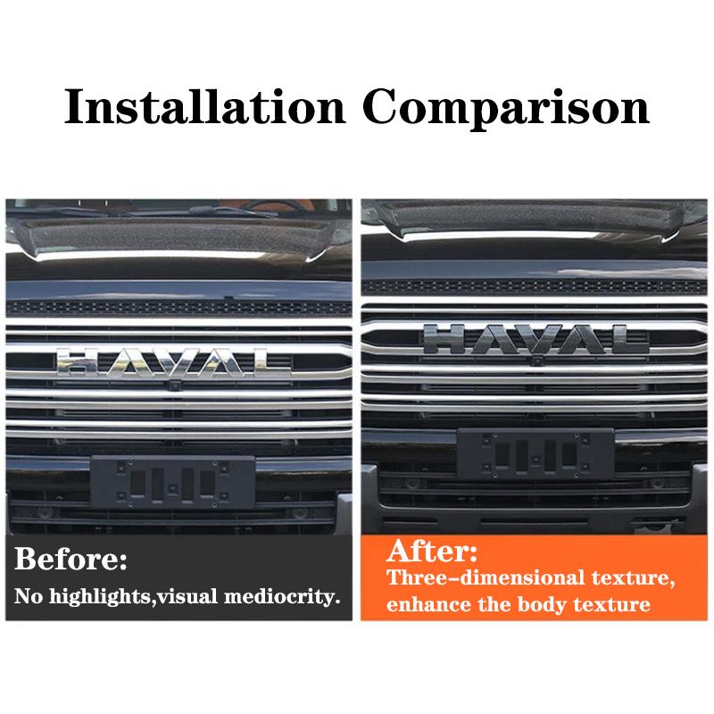 Car Front Network Black Logo Emblems For Great Wall Haval H9 2024 2025 Decorative Sticker Body Decal Exterior Grill Markings