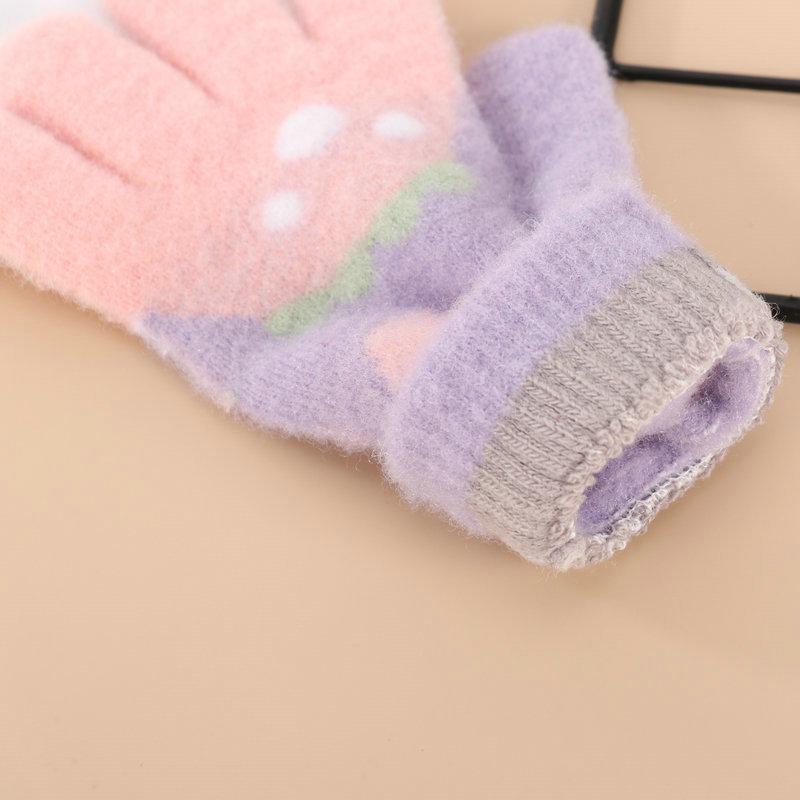 Rękawiczki dla niemowląt Zimowe dziecięce grube wełniane rękawiczki Rękawiczki z dzianiny z kreskówkowym krokodylem