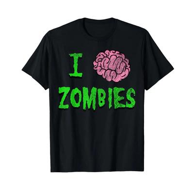 I Heart Zombies Brain T Shirt Distressed Grunge Vintage Slightly Top For Everyday Wear Casual Unisex Fashion Stylish