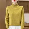 Women's Pure Wool Half-High Collar Loose Knit Sweater - Thickened Autumn/Winter Base Layer Pullover