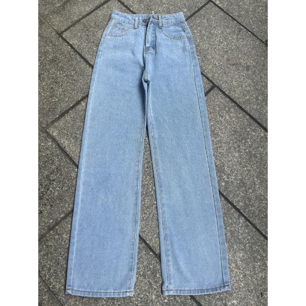 Jeans da donna a vita alta lavati, pantaloni alla moda versatili a gamba dritta