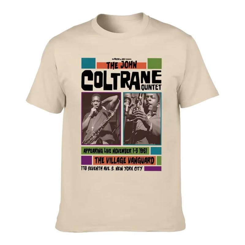 Sommer Neu John Coltrane Quintett Grafik Kurzarm T-Shirt John Coltrane Jazz Rundhals Kurzarm T-Shirt Jazz Fan Geschenk