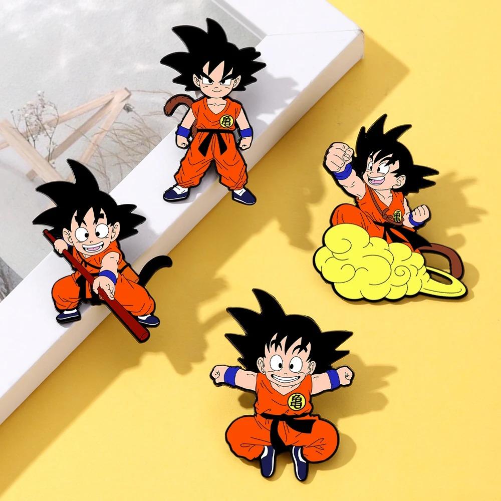 4 Pcs Son Goku Dragon Ball Cartoon Character Brooch Enamel Pin Metal Badge Jewelry For Clothes And Backpack Accessories Gift