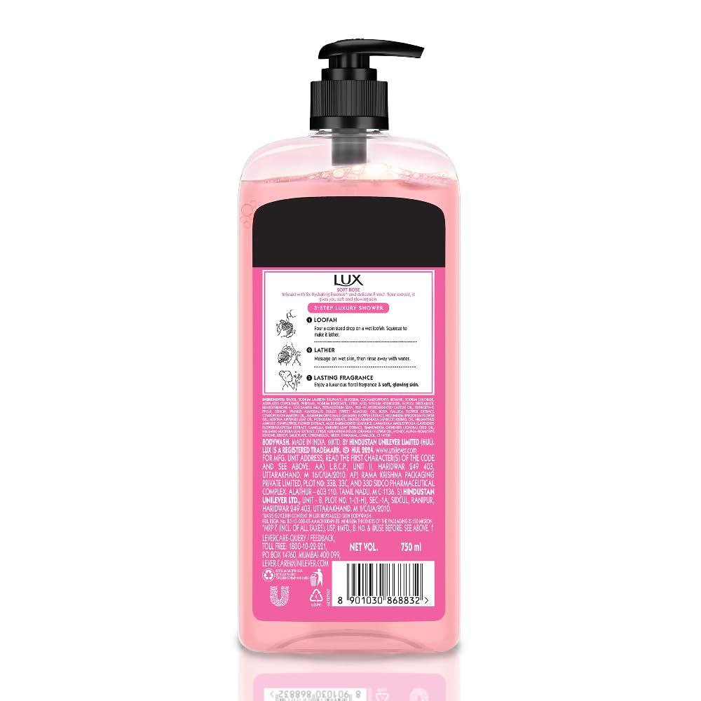 Lux Soft Rose Bodywash 750 Ml Gentle Paraben Free Foaming Shower Gel For All Skin Types With Long Lasting Floral Fragrance