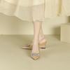 -11 Rhinestone Square Buckle Wedge High Heels Women's Rear Empty Pointed Casual Single Shoes Women