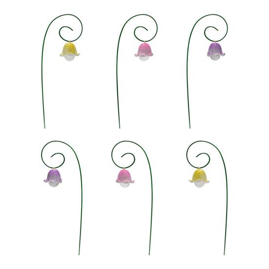 9Pcs Garden Stake Lily of The Valley Fairy Garden Stake Set Resin Flower Stake for Outdoor Decoration