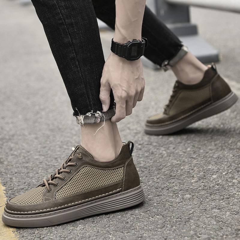 Fashion Lace Up Outdoor Running Shoes Hollow Out Man Flats Casual Sports Shoes for Men Lightweight Mens Sneakers Breathable Skate Shoe