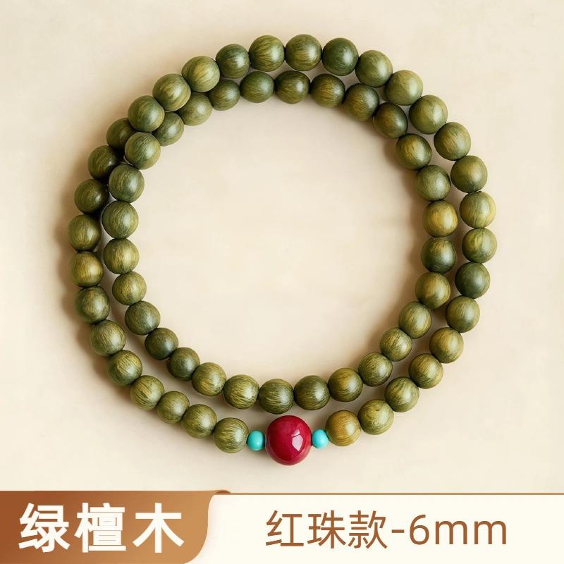Natural Passion Seed Green Sandalwood Bracelet, Wooden Cultural and Play Ethnic Style Female Buddha Bead Sandalwood Bracelet.
