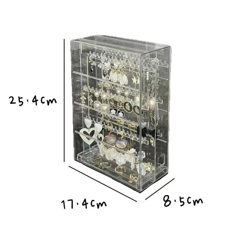 Transparent Jewelry Storage Box Earring Organizer Necklace Ring Stand Acrylic Holder Large Women Trinket Boxes Display Case