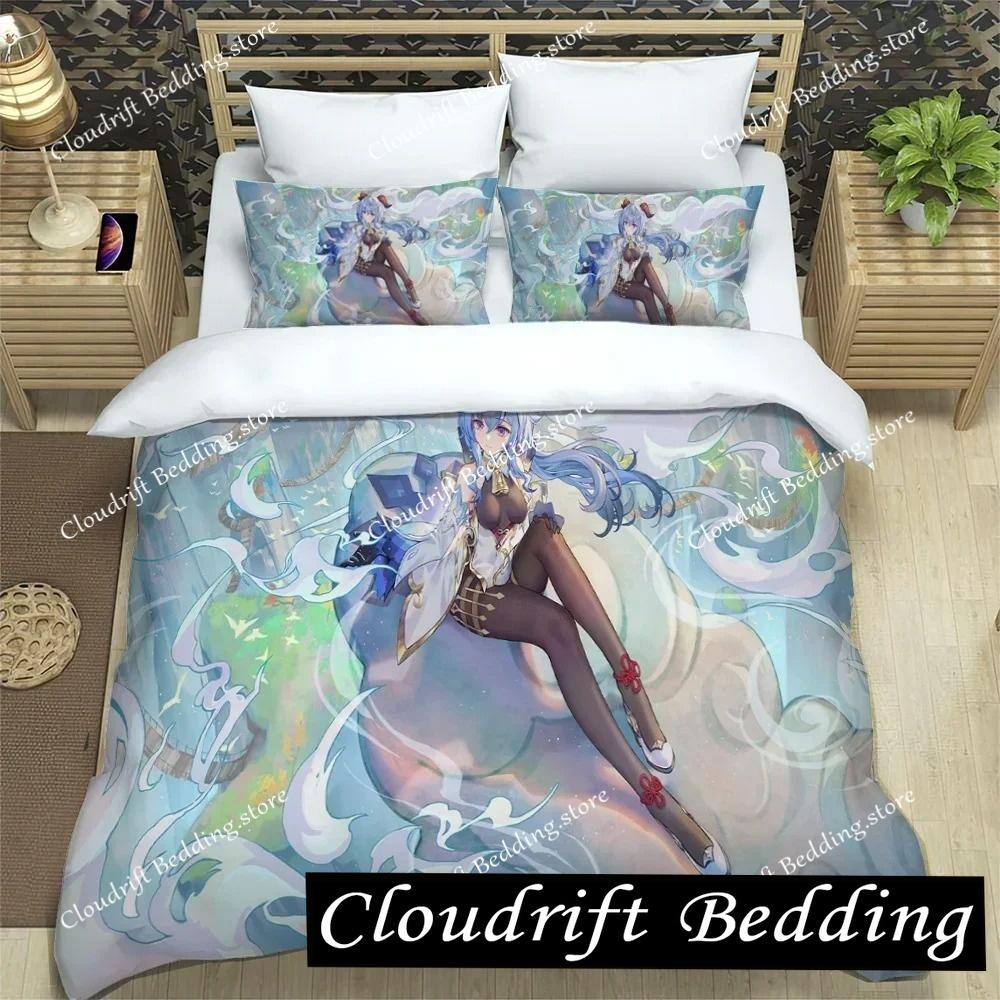 Genshin Impact Element Duvet Cover Set Cartoon Bedding Set Bedroom Dormitory Soft Single Double Duvet Cover For Boys