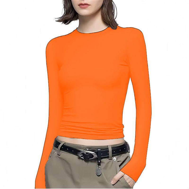 Solid Color round Neck Neck Long Sleeved Top Women Solid round Neck Long sleeve Top