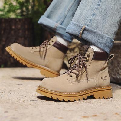 Chaussures de Marche Bottes Homme Fait Main Cuir Homme Bottes Hautes Hiver Baskets d'Extérieur Lacets Homme Bottines Antidérapantes