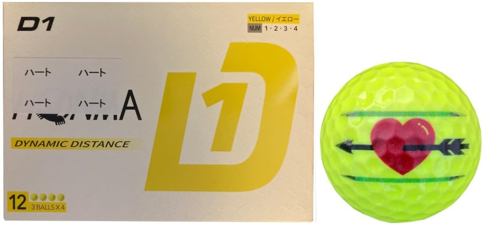 

[Happiraki_Golf Line] Honma Golf Honma D1 2024 Lined (Yellow, 1 Dozen, Heart)