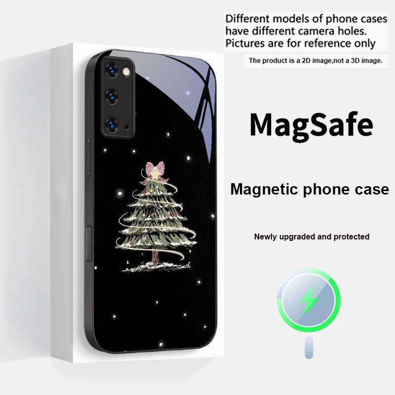 Decorated Christmas Tree For Magsafe Samsung S25 S25 Edge S25Ultra S8 9 10 20 S21 Pro 22 Plus S23 FE S24 Ultra Glass Phone Case